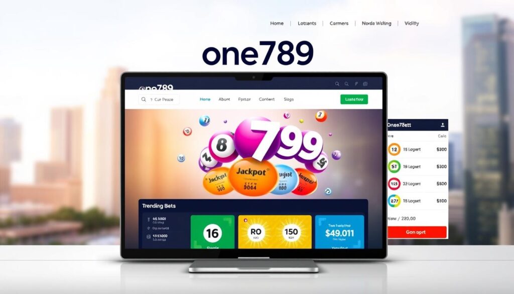 A sleek, modern website interface with a bold logo and clean layout showcasing the "lô đề trực tuyến one789" platform. The foreground features a prominent search bar, intuitive navigation menu, and colorful betting options. In the middle ground, a dynamic display of current jackpot amounts and trending bets creates an air of excitement. The background subtly incorporates stylized lottery ball graphics and a softly blurred cityscape, conveying a sense of urban sophistication. The overall atmosphere is one of trustworthiness, user-friendliness, and the thrill of online lottery gaming. A sleek, modern website interface with a bold logo and clean layout showcasing the "lô đề trực tuyến one789" platform. The foreground features a prominent search bar, intuitive navigation menu, and colorful betting options. In the middle ground, a dynamic display of current jackpot amounts and trending bets creates an air of excitement. The background subtly incorporates stylized lottery ball graphics and a softly blurred cityscape, conveying a sense of urban sophistication. The overall atmosphere is one of trustworthiness, user-friendliness, and the thrill of online lottery gaming.