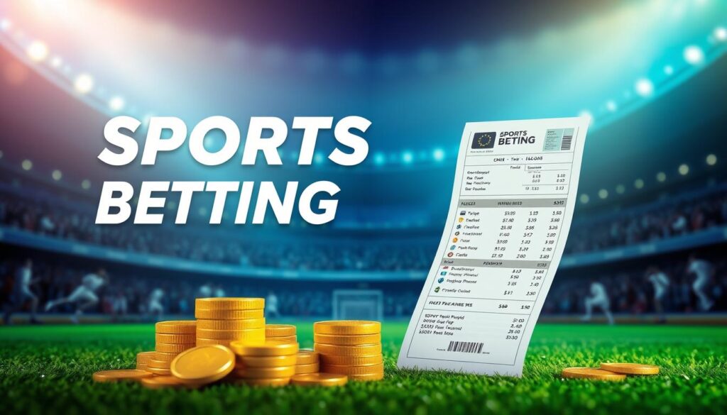 A vibrant and dynamic sports betting promotion banner, featuring a sleek, modern design. In the foreground, a stack of gold coins and a sports betting slip with attractive odds and payouts, conveying the excitement and potential rewards of the promotion. The middle ground showcases a dynamic sports stadium scene, with athletes in action and spectators cheering, creating a sense of energy and anticipation. The background features a minimalist, gradient-based design in shades of blue and green, lending a sophisticated and premium feel to the overall composition. Soft, directional lighting creates depth and highlights the key elements, while a shallow depth of field keeps the focus on the central promotion details. The overall mood is one of excitement, opportunity, and the thrill of sports betting. A vibrant and dynamic sports betting promotion banner, featuring a sleek, modern design. In the foreground, a stack of gold coins and a sports betting slip with attractive odds and payouts, conveying the excitement and potential rewards of the promotion. The middle ground showcases a dynamic sports stadium scene, with athletes in action and spectators cheering, creating a sense of energy and anticipation. The background features a minimalist, gradient-based design in shades of blue and green, lending a sophisticated and premium feel to the overall composition. Soft, directional lighting creates depth and highlights the key elements, while a shallow depth of field keeps the focus on the central promotion details. The overall mood is one of excitement, opportunity, and the thrill of sports betting.